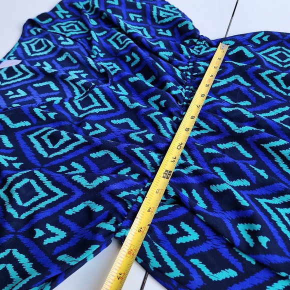 Merona Blue Green Geometric Print Swim Dress Cover-Up Elastic Waist Sheer XL - Picture 11 of 12